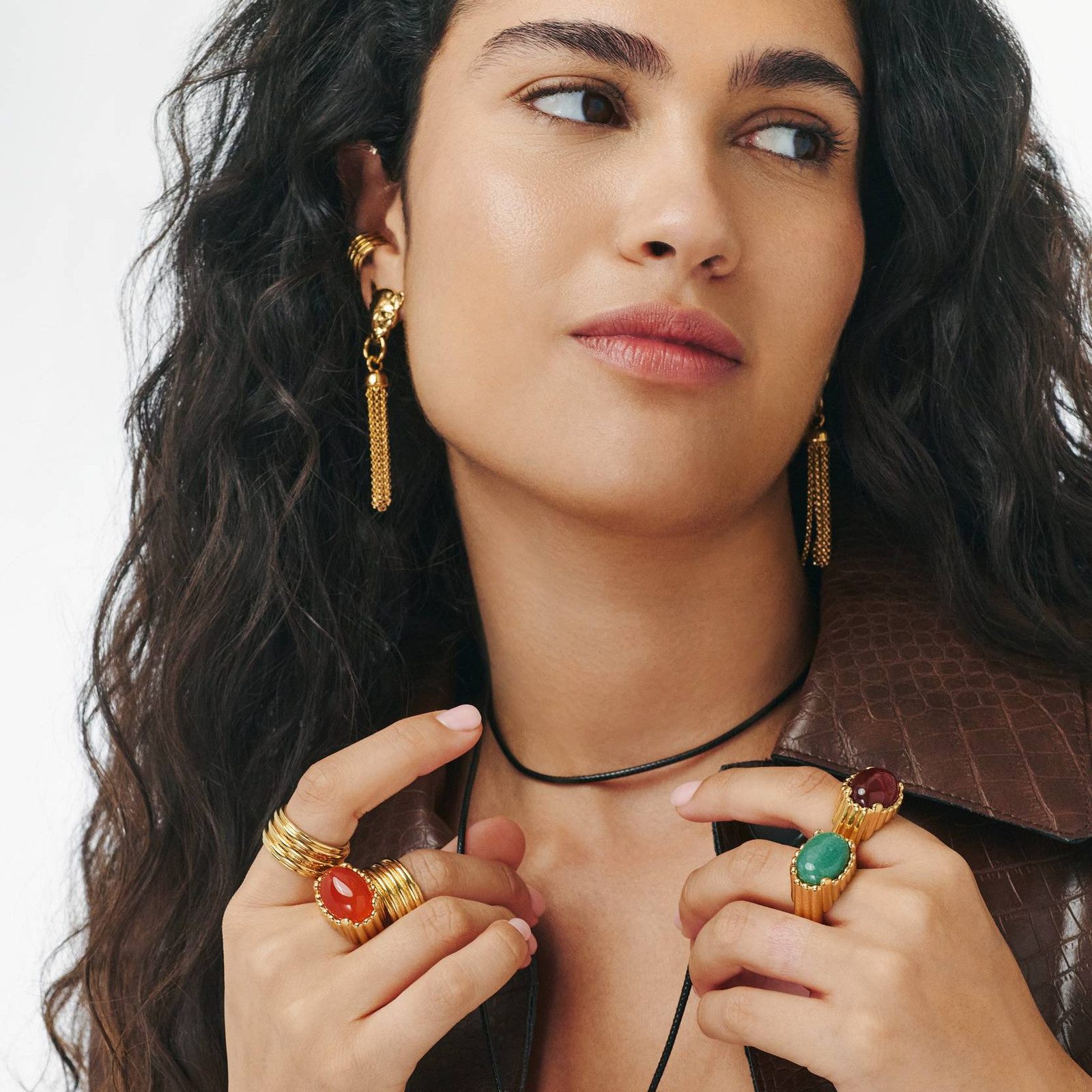 Multi-Gemstone Cocktail Rings with Textured Jacket