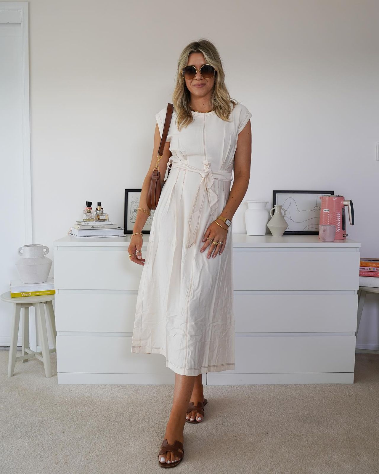 Textured Midi Dress with Belted Waist for Definition Textured Midi Dress with Belted Waist for Definition — Dresses for Broad Shoulders