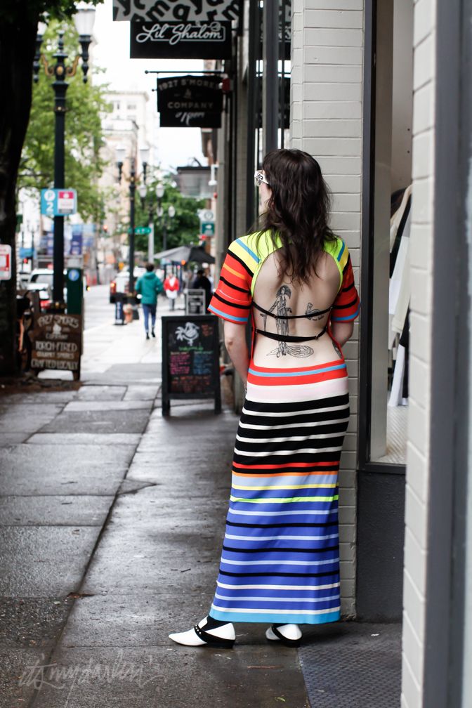 Vibrant Striped Maxi Dress for Casual Summer Days Vibrant Striped Maxi Dress for Casual Summer Days — Portland Outfits