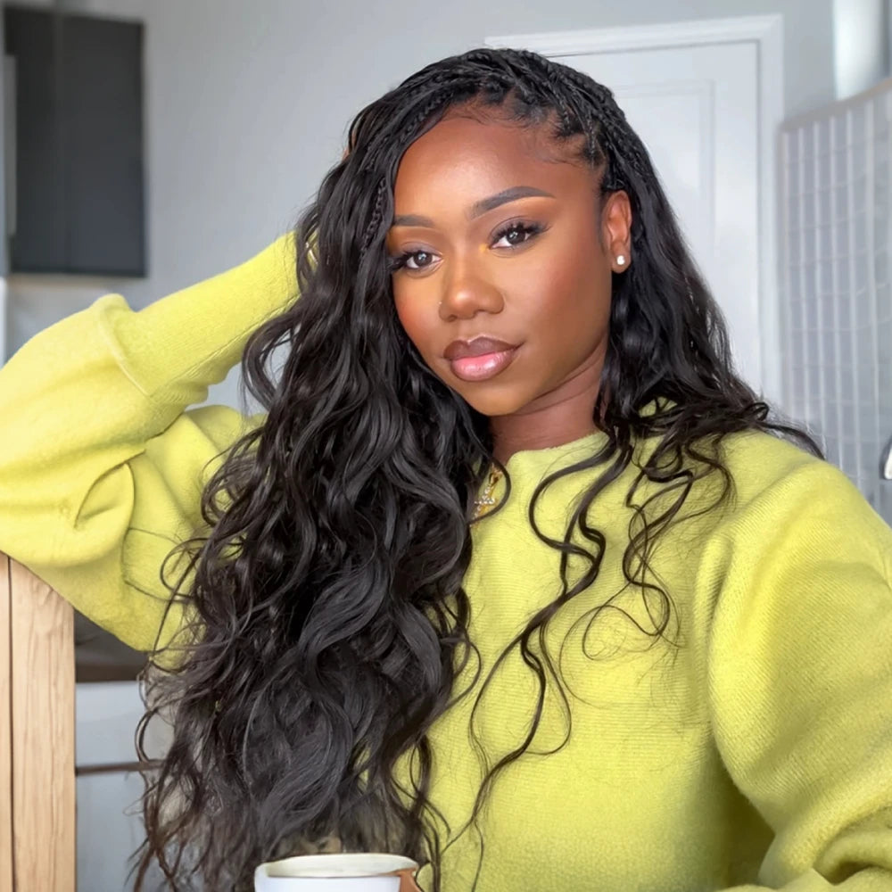 Side-Swept Bangs With Wavy Braids — Miracle Knot Braids