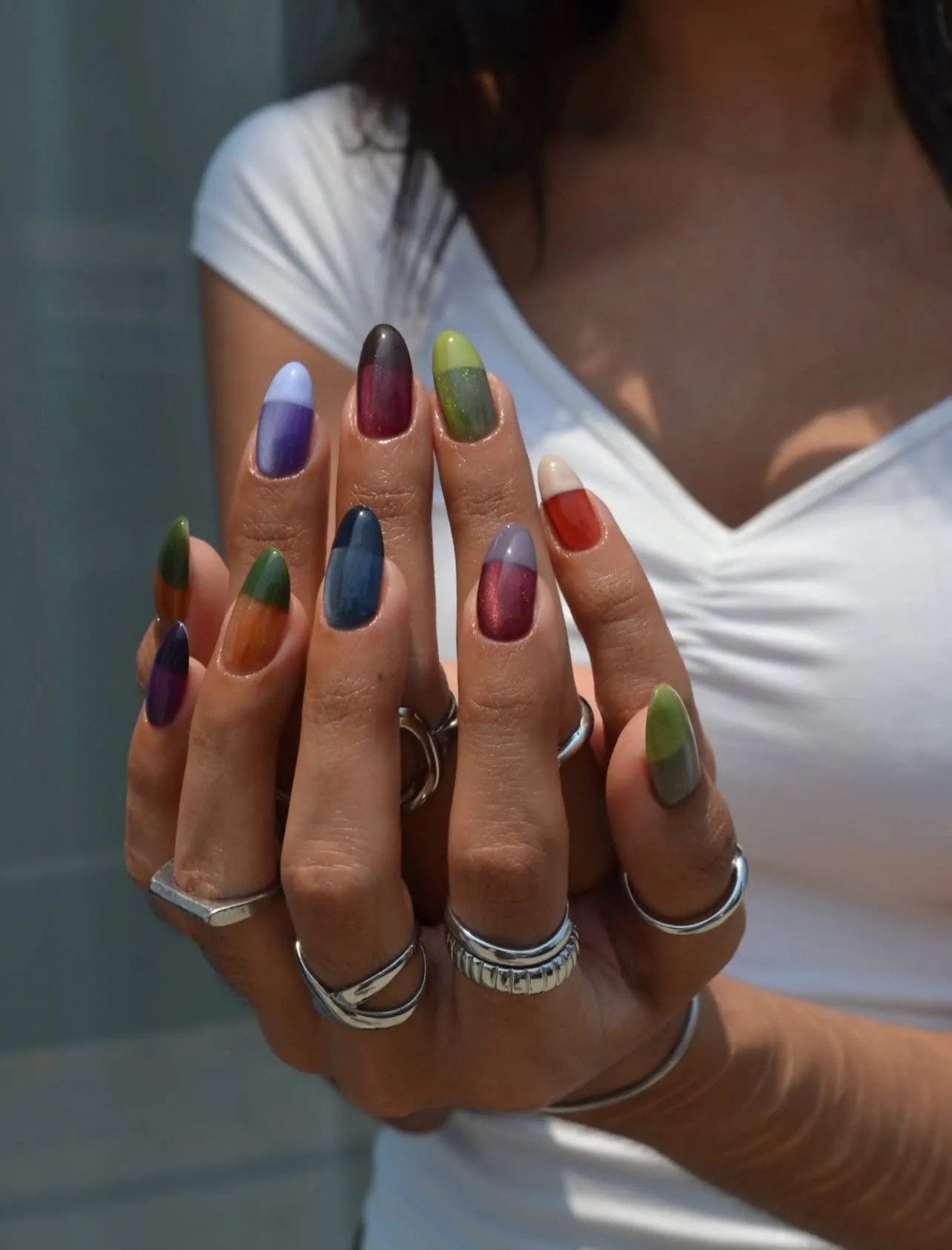 Iridescent Gradient Color Block Ovals Iridescent Gradient Color Block Ovals — Color Block Nails