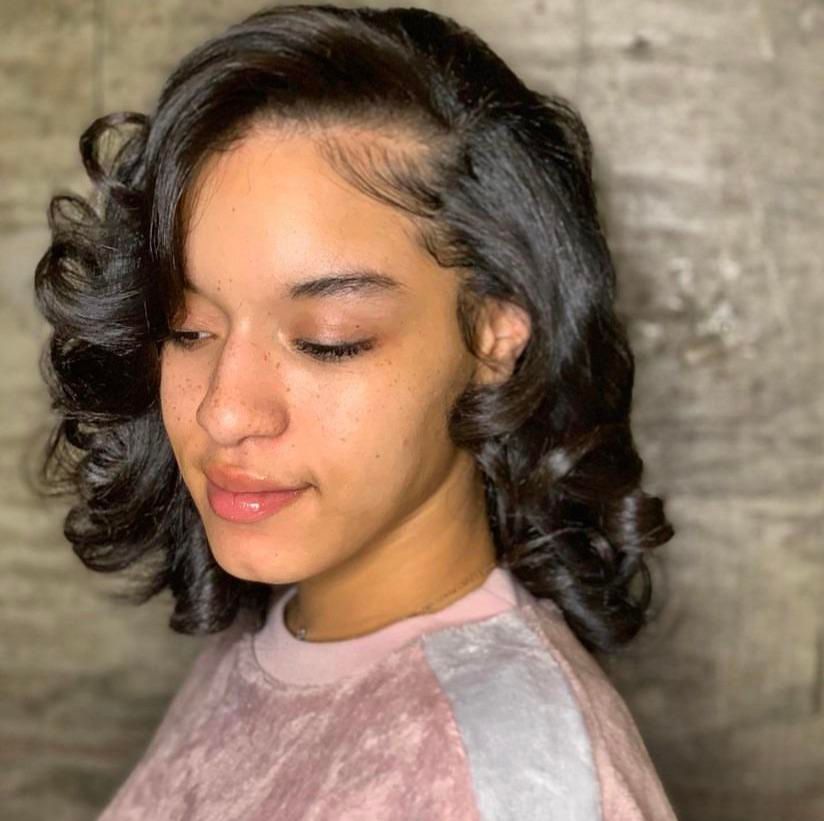 Collarbone Bob With Barrel Curls Collarbone Bob With Barrel Curls — Silk Press Curls