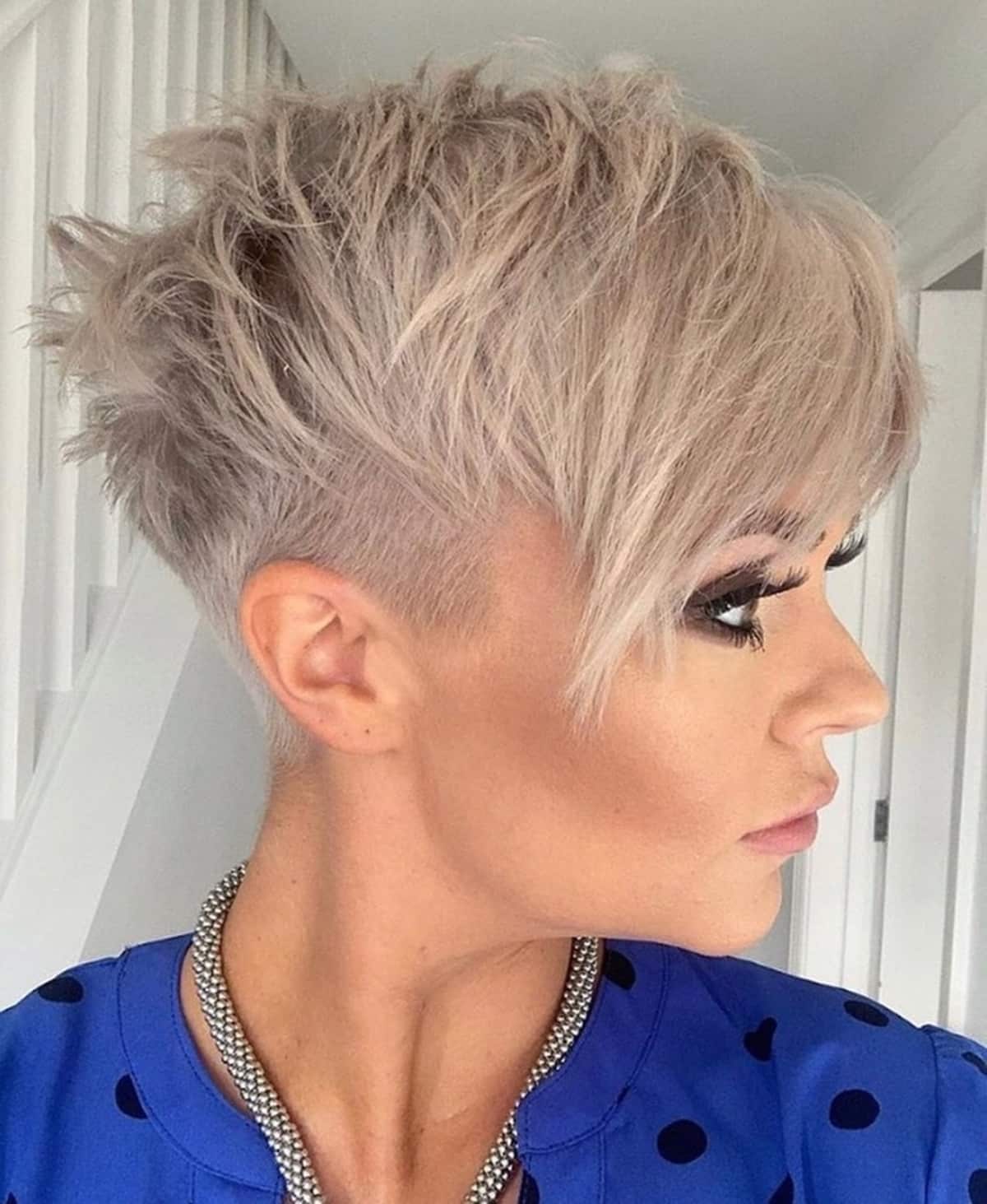 Spiky Ash Blonde Pixie Spiky Ash Blonde Pixie — Short Layered Hair