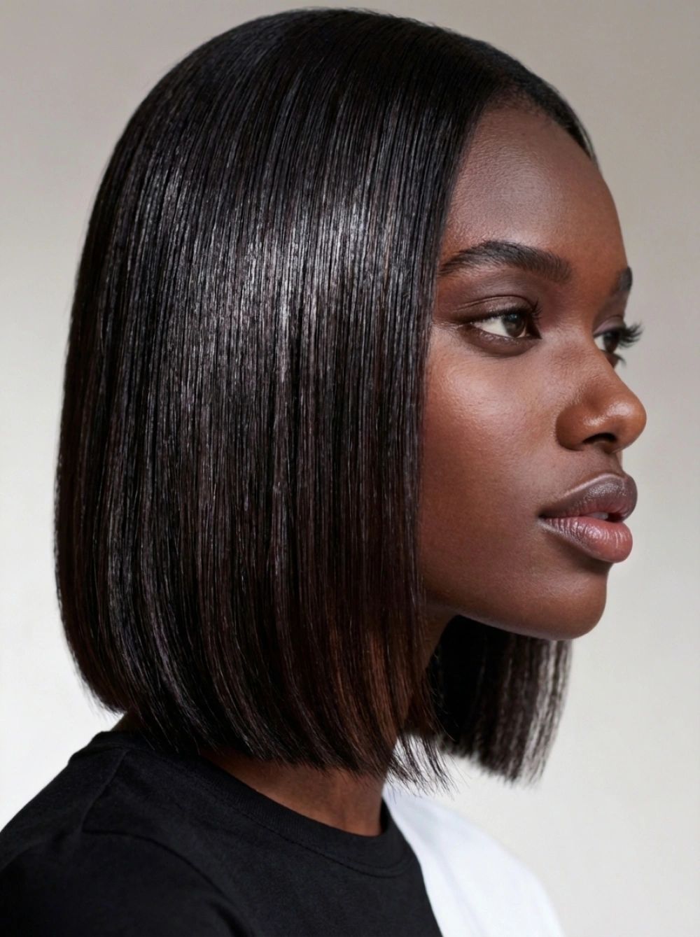 Sleek Black Chin Bob Glossy Finish Sleek Black Chin Bob Glossy Finish — Natural Hair Bob