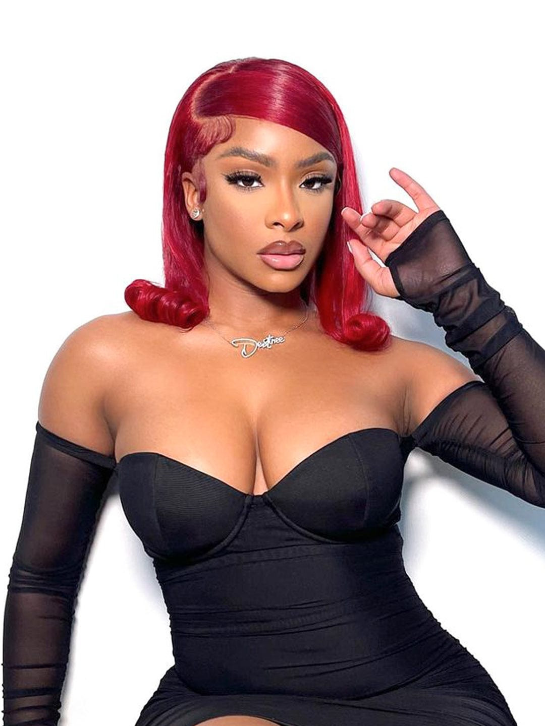 Vibrant Red Collarbone Bob Vibrant Red Collarbone Bob — Frontal Wig Styles