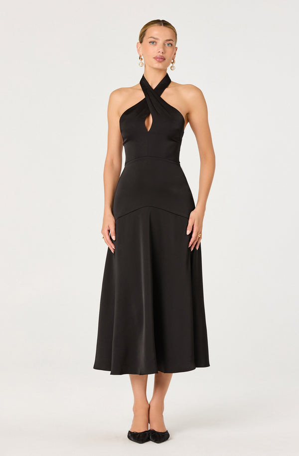 Off-the-Shoulder Tiered Lace Dress with Sequins — Black Tie Dresses