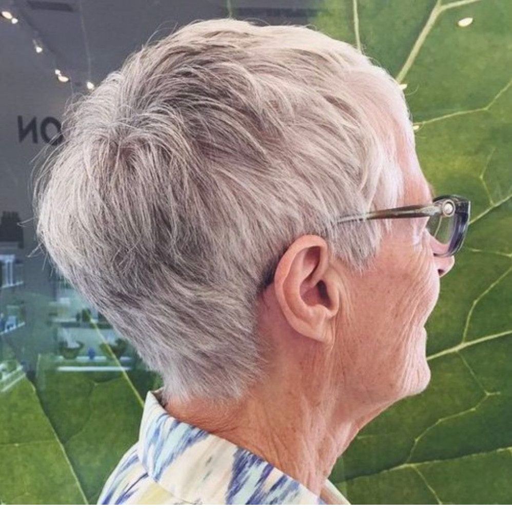 Textured Swept Back Ear Length Cut — Haircuts for Women Over 70 with Glasses