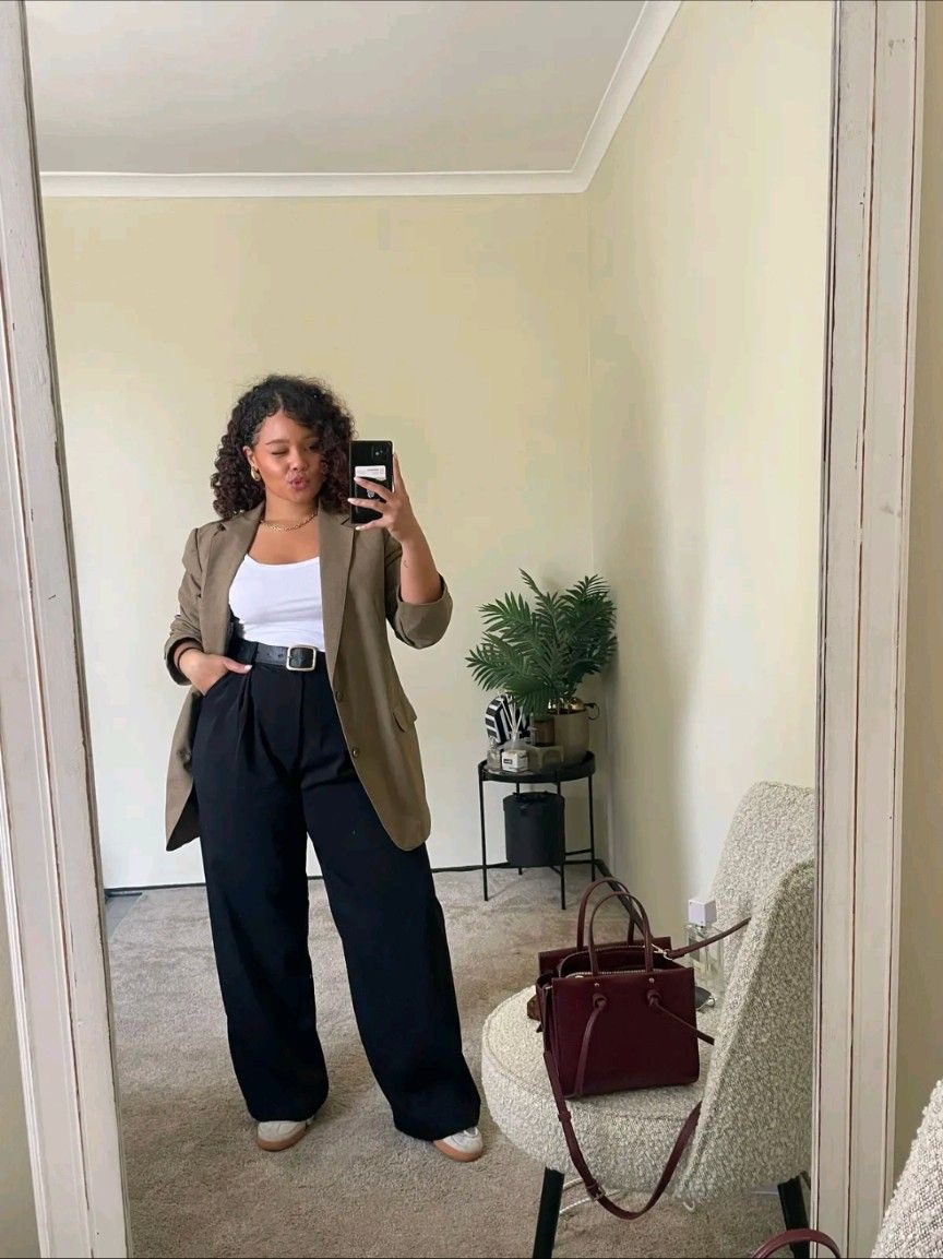 Smart Casual with a Blazer and Sneakers — Wide Leg Pants