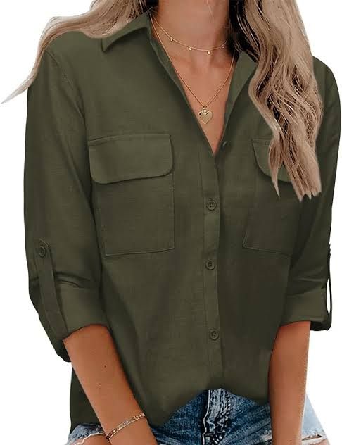 Relaxed Olive Green Linen Blend Shirt — Safari Outfits