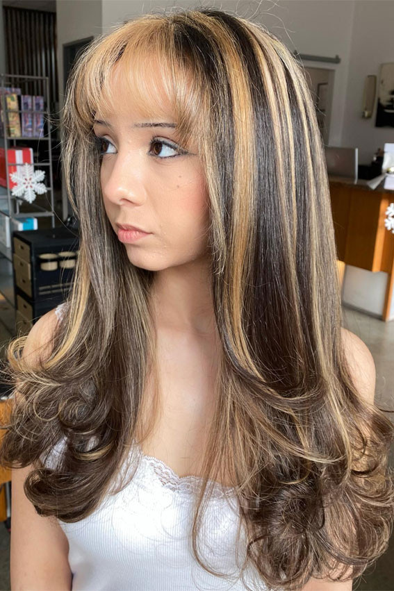 Full Bangs Visual Idea Full Bangs Visual Idea — Chunky Highlights