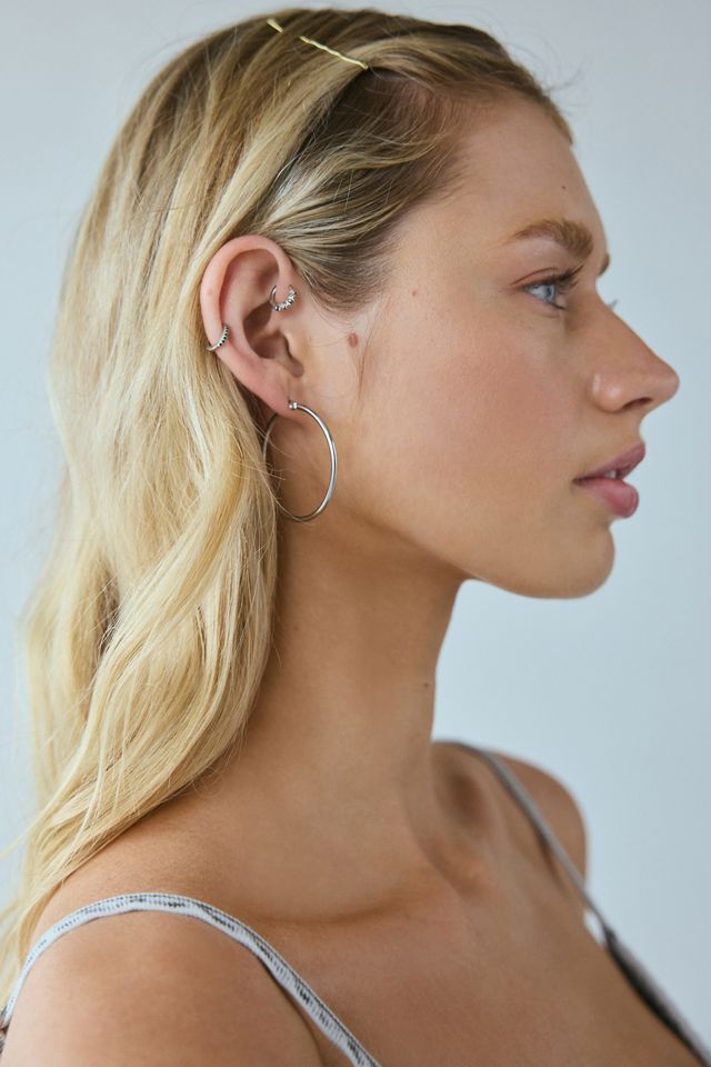 Large Thin Silver Hoops with Multiple Piercings — Hoop Earrings