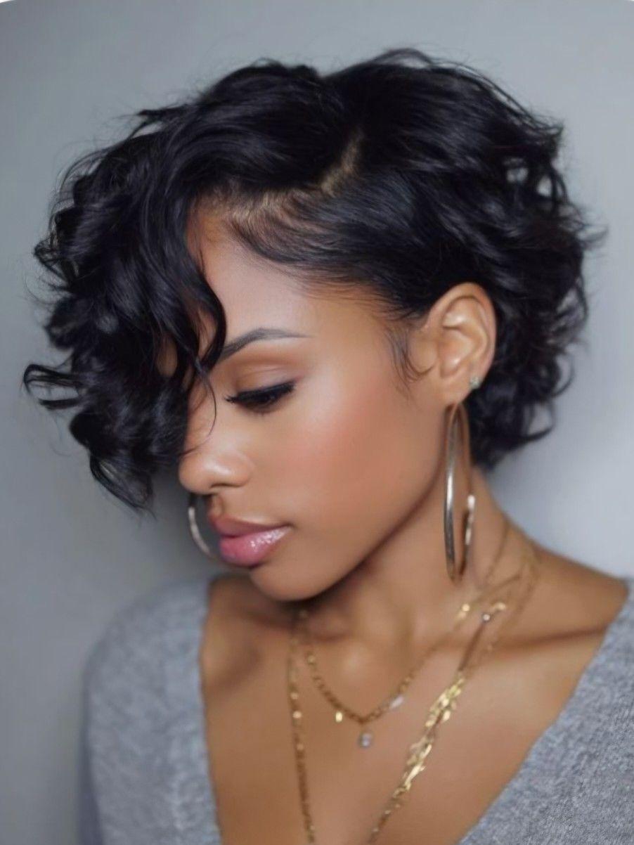 Layered Black Bob With Wispy Bangs — Natural Hairstyles
