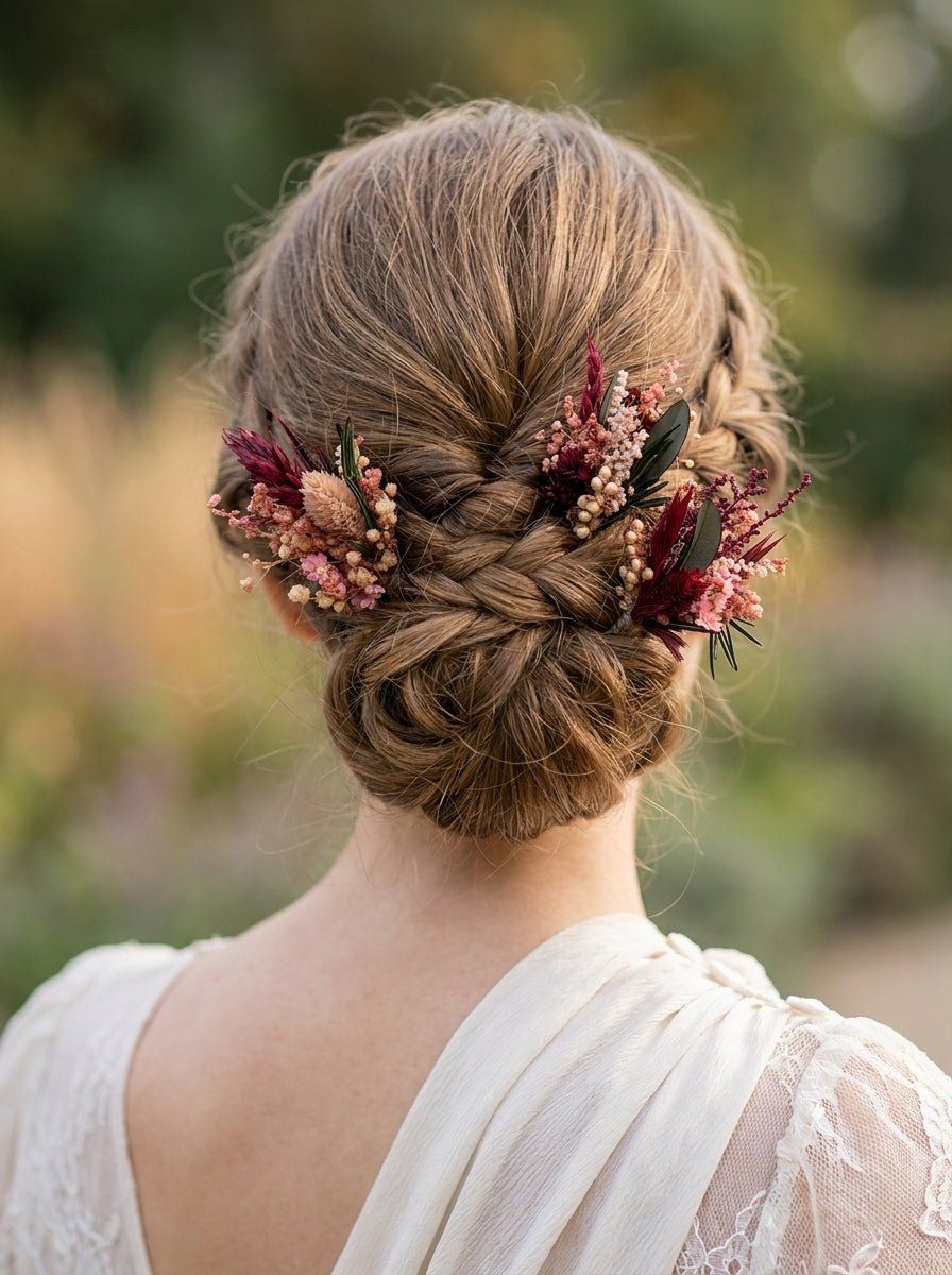 Loose Curls and Braids with White Flowers — Wedding Hairstyles with Flowers