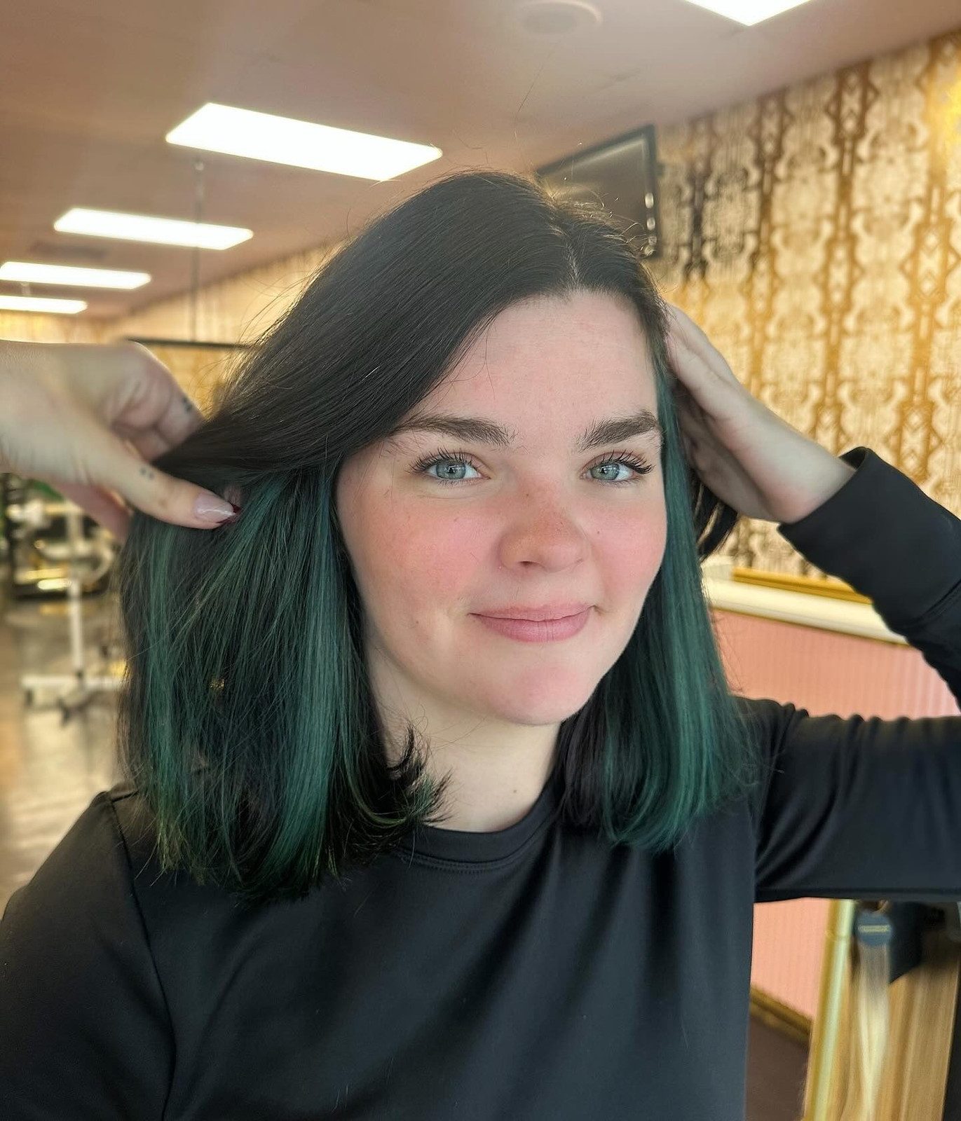 Chin-Length Dark Green Bob — Dark Green Hair