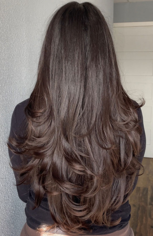 Dark Brown With Defined Layers — Long Layered Hair
