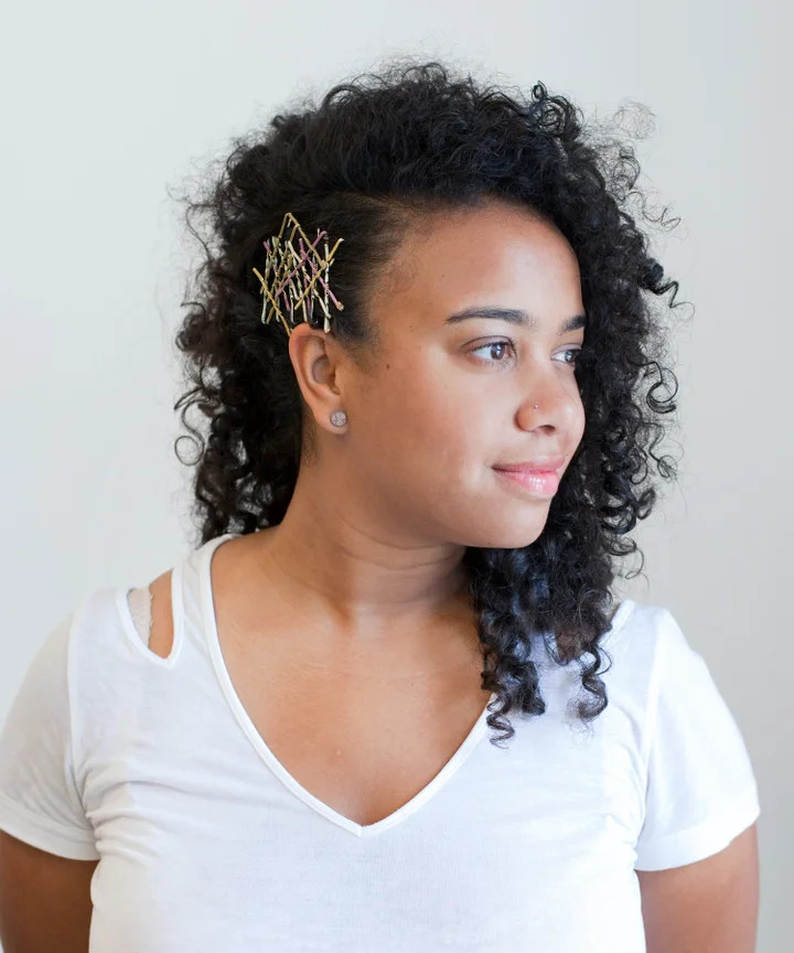 Geometric Pins on Voluminous Curls Geometric Pins on Voluminous Curls — Bobby Pin Hairstyles