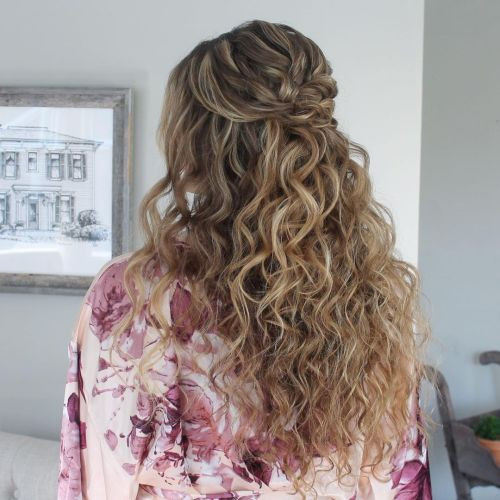 Defined Spiral Curls Half Up — Prom Half Up Half Down