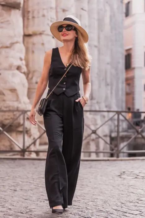 Tailored Black Waistcoat and Trousers for Smart Casual Tailored Black Waistcoat and Trousers for Smart Casual — Rome Outfits