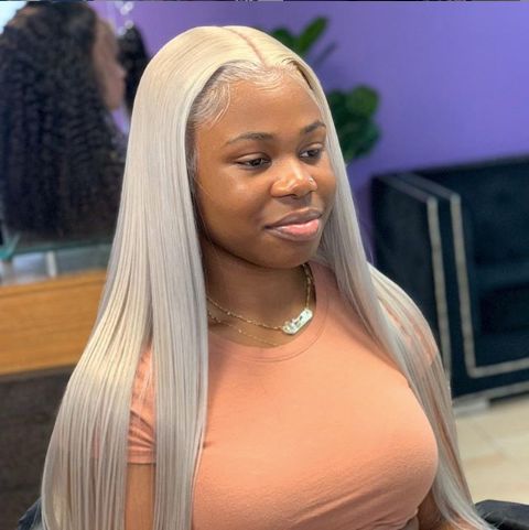 Platinum Blonde Straight Hair Platinum Blonde Straight Hair — Frontal Sew In