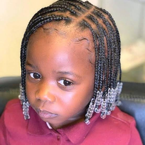 Small Box Braids with Clear Beads — Toddler Braids