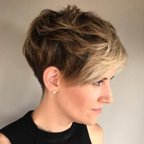 Pixie with Shaved Sides and Highlights — Pixie Cut for Thick Hair
