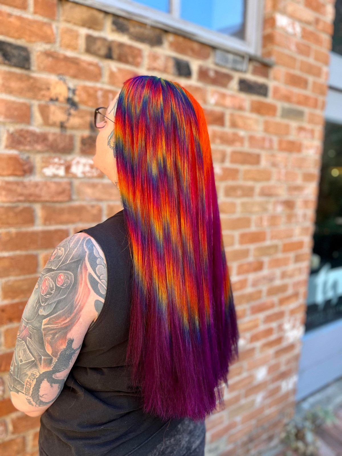 Thick Mid-Back Straight With Rainbow Colors — Holographic Hair