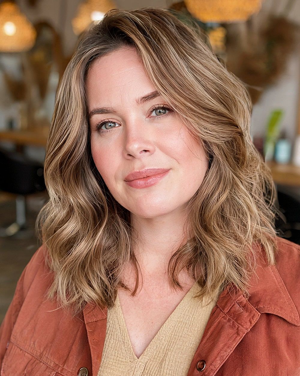Layered Medium Cut With Side Sweep Layered Medium Cut With Side Sweep — Hairstyles for Round Faces