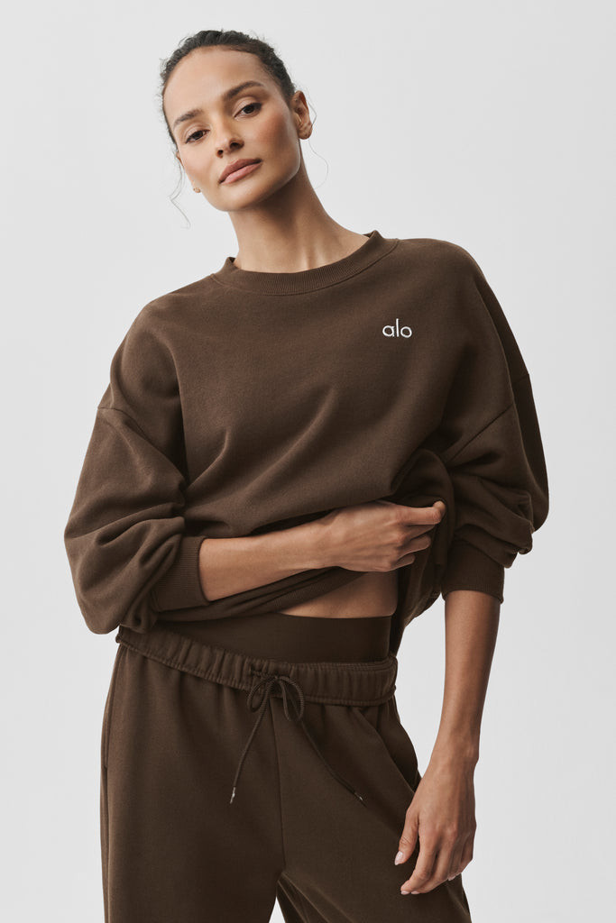 Brown Fleece Pullover and Matching Sweatpants — Alo Outfits