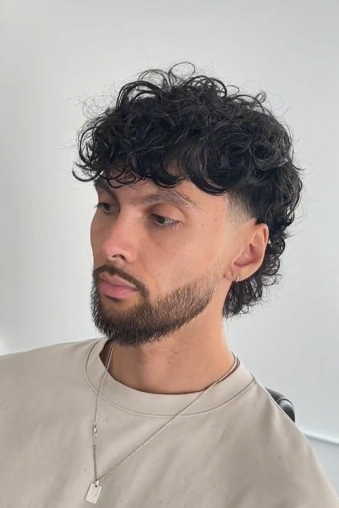 Mullet Taper Fade Visual Idea — Curly Hairstyles for Men
