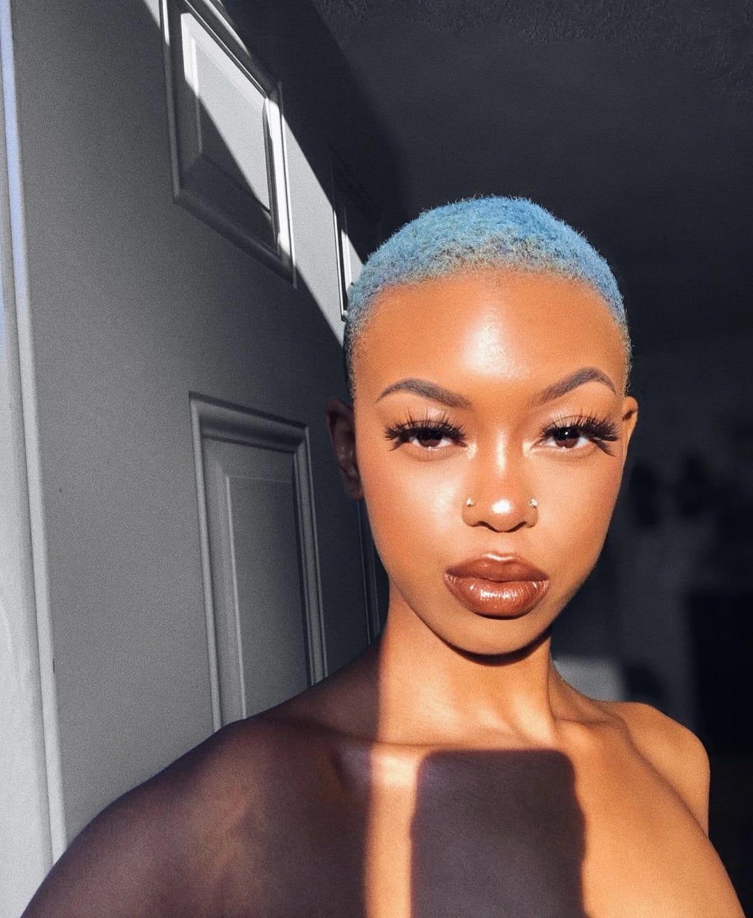 Smooth Vibrant Blue Buzz — Buzz Cut for Women