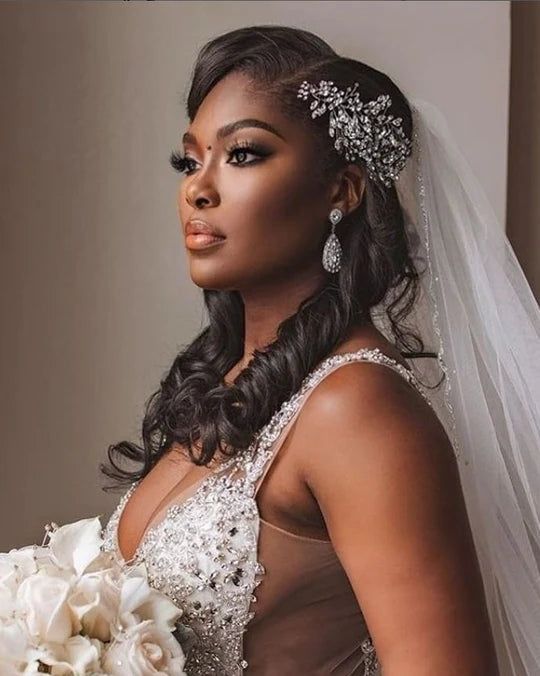 Side Swept Dark Brown Wedding Curls Side Swept Dark Brown Wedding Curls — Half Up Half Down Wedding Hair