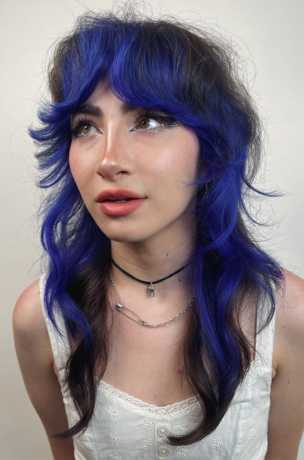 Dark Base With Electric Blue Highlights Dark Base With Electric Blue Highlights — Electric Blue Hair