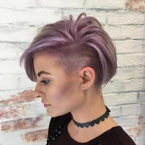 Pastel Purple Pixie With Wavy Texture — Undercut Pixie