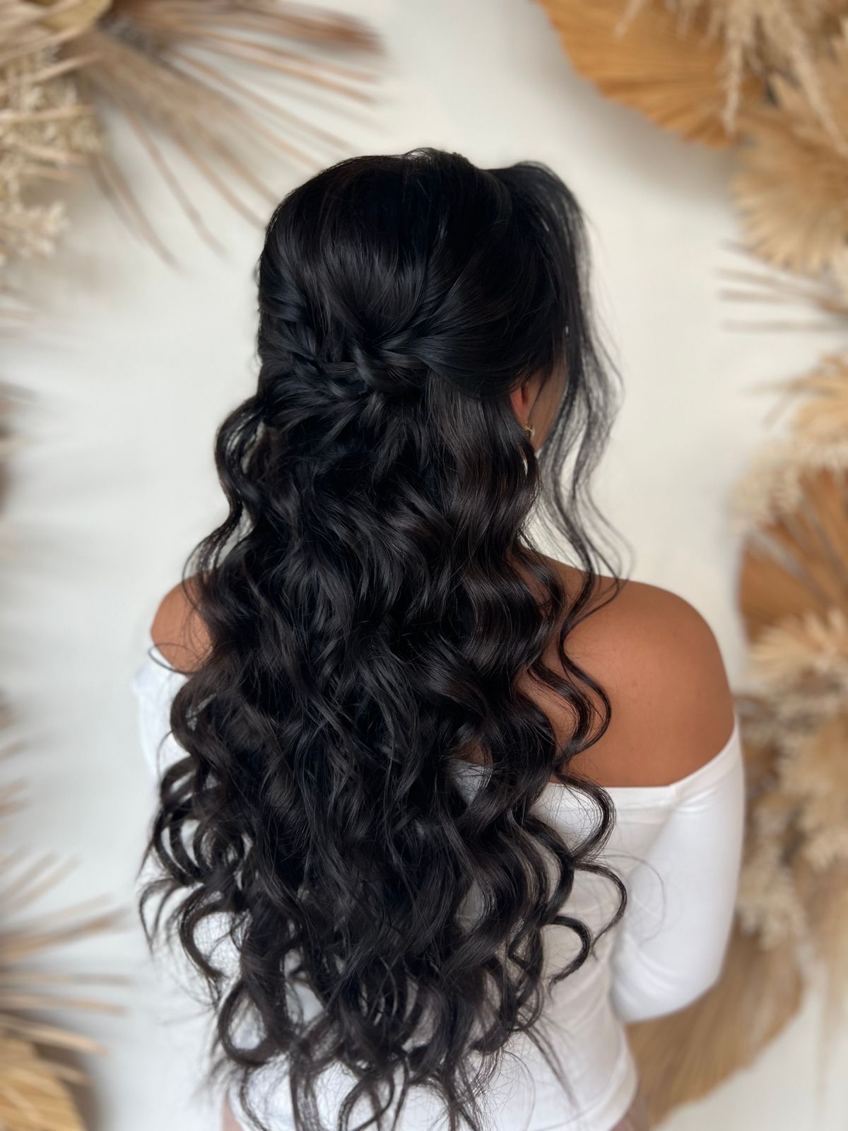 Intricate Braid Black Loose Waves Intricate Braid Black Loose Waves — Half Up Half Down Long Hair
