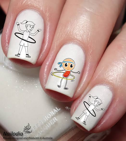 Playful Short Square Hula Hoop Nails Playful Short Square Hula Hoop Nails — Dance Mom Nails