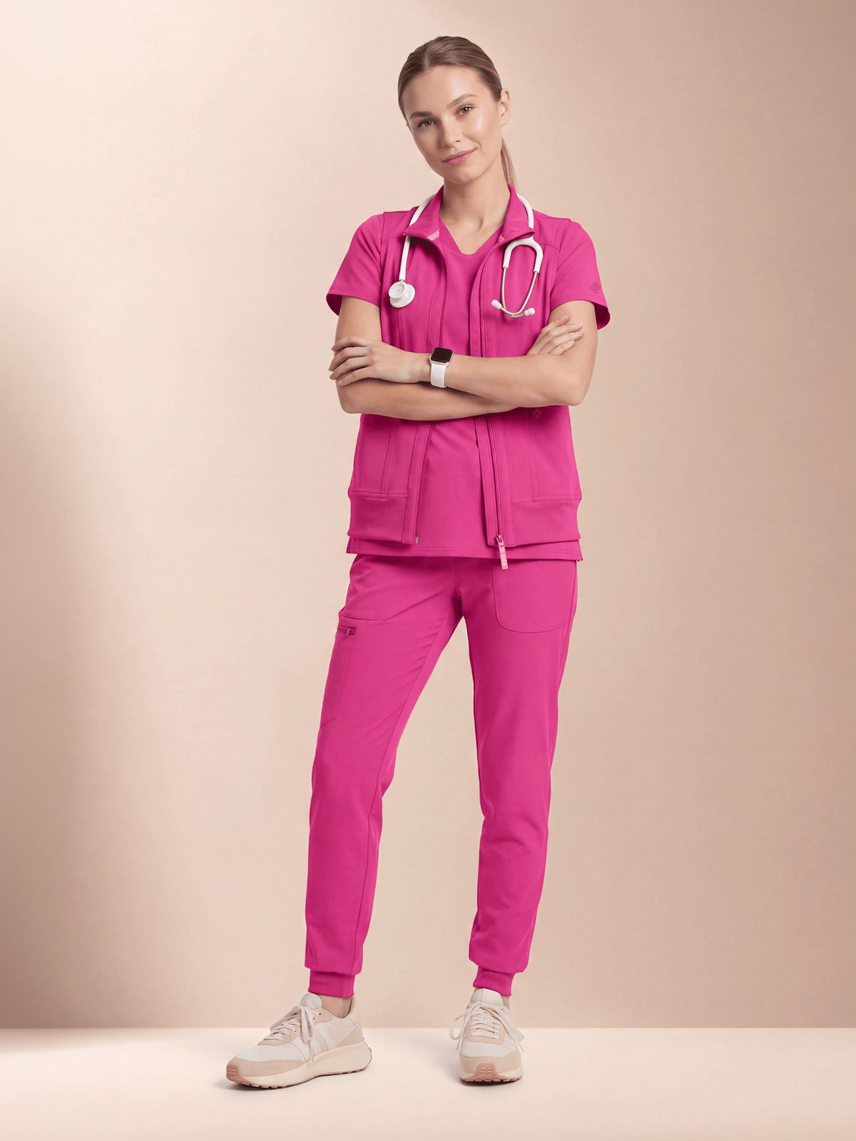 Vibrant Hot Pink Scrub Set with Jogger Pants Vibrant Hot Pink Scrub Set with Jogger Pants — Nurse Outfits