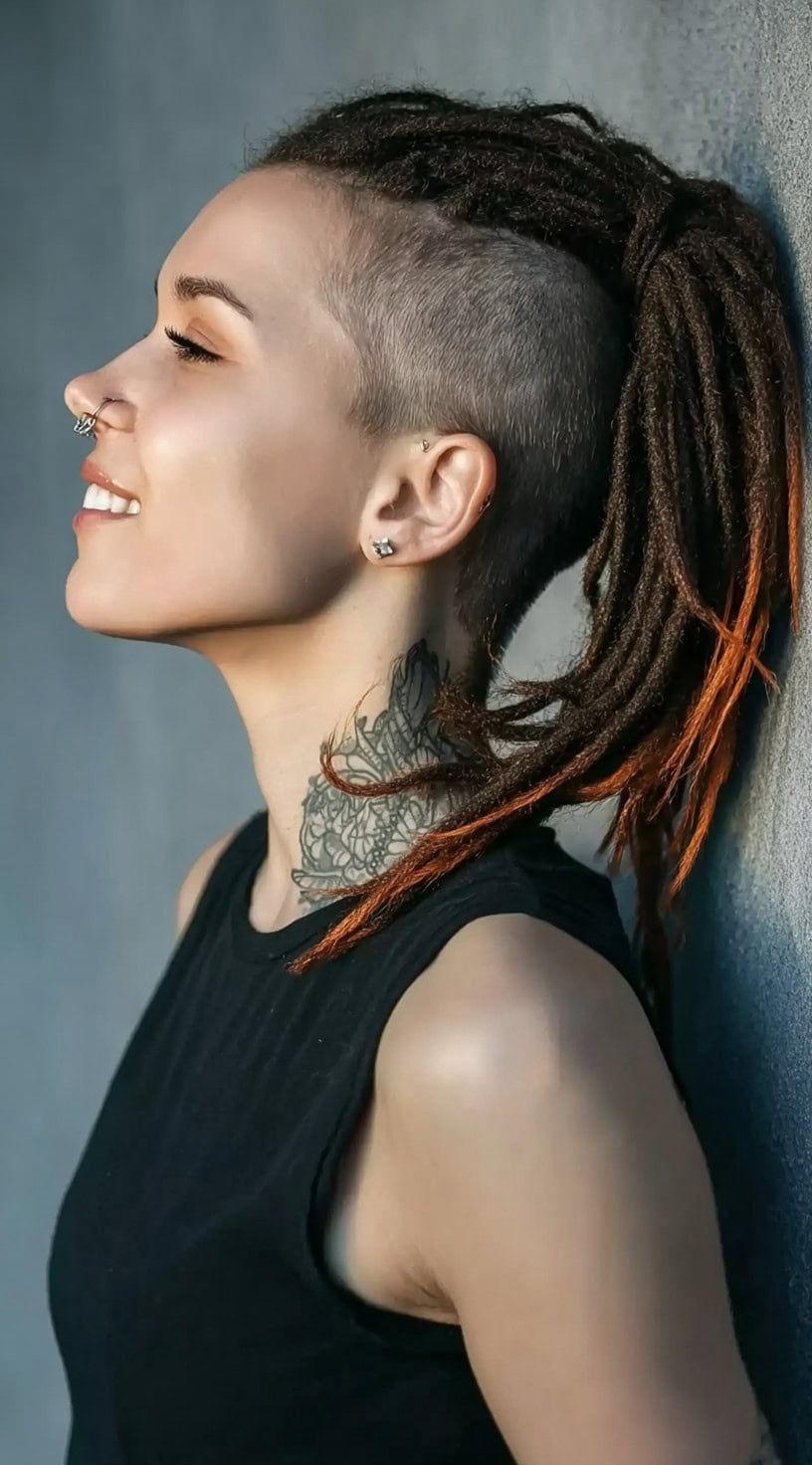 Undercut Ponytail With Orange Tips — Loc Ponytail