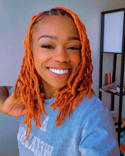 Vibrant Orange Shoulder Length Locs — Loc Colors