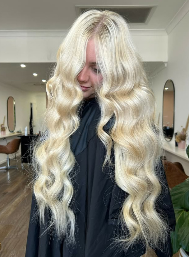 Extreme Platinum Blonde Loose Curls — Clip In Extensions Hairstyles
