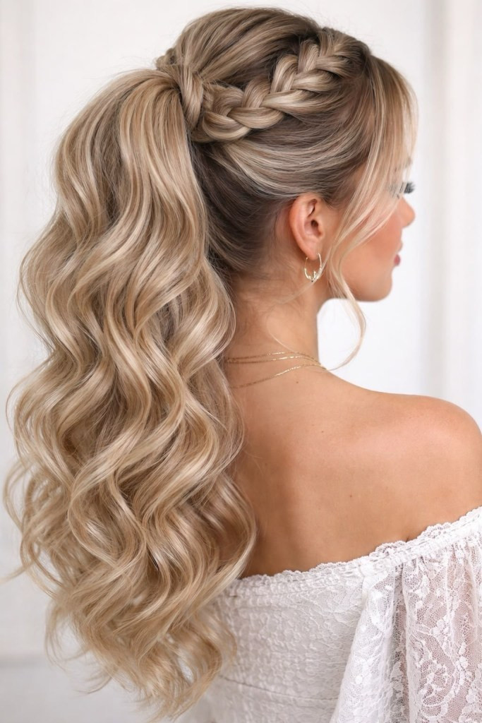 High Ponytail with Braided Crown — Prom Updos