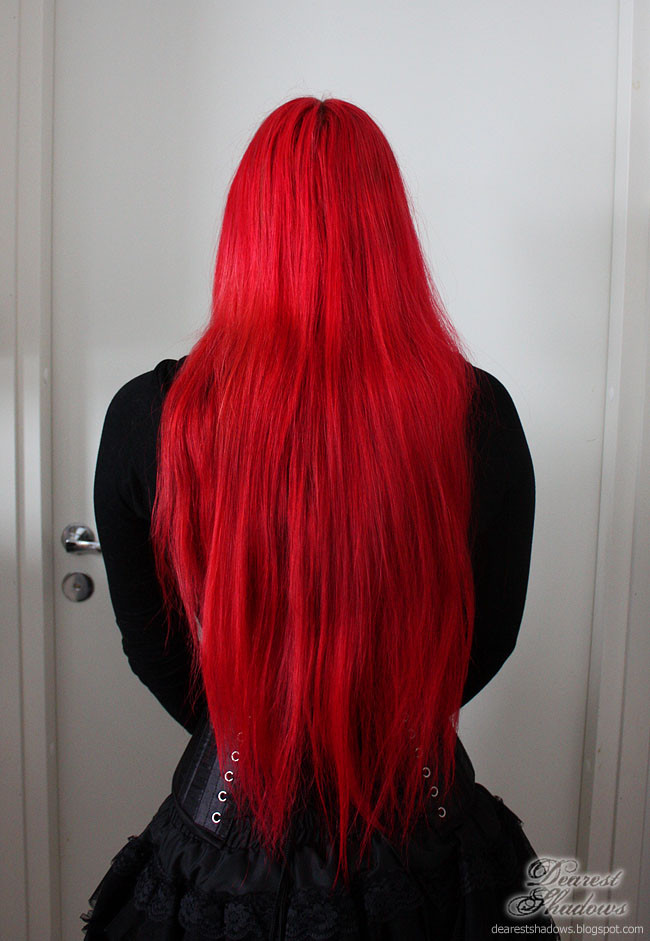 Mid-Back Straight Vibrant Red — Fire Red Hair