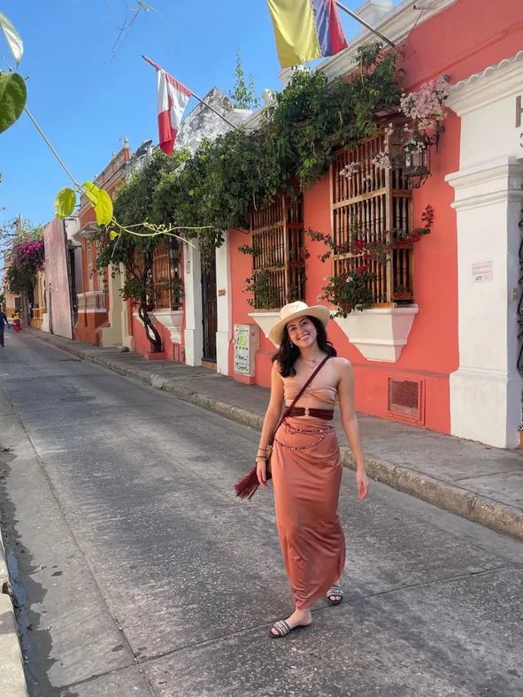 Monochromatic Pink: Off-Shoulder Top and Wrap Maxi Skirt — Cartagena Outfits