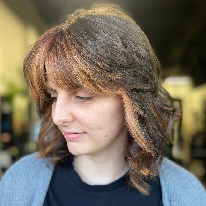 Dark Brown Butterfly With Blunt Bangs — Butterfly Haircut Short Hair