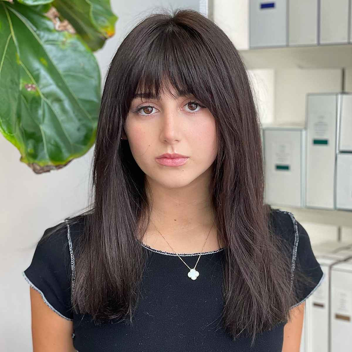 Deep Chocolate Brown With Full Bangs Deep Chocolate Brown With Full Bangs — Chocolate Brown Hair