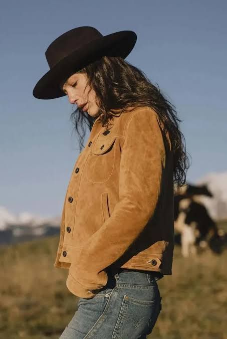 Suede Trucker Jacket with Fedora Hat — Ranch Outfits