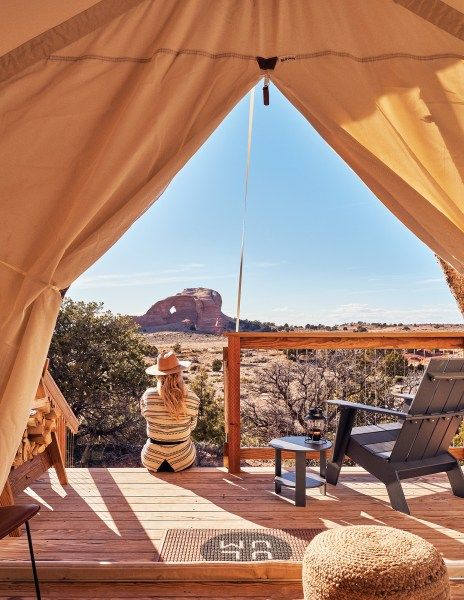 Striped Top and Straw Hat for Relaxed Glamping Views — Glamping Outfits
