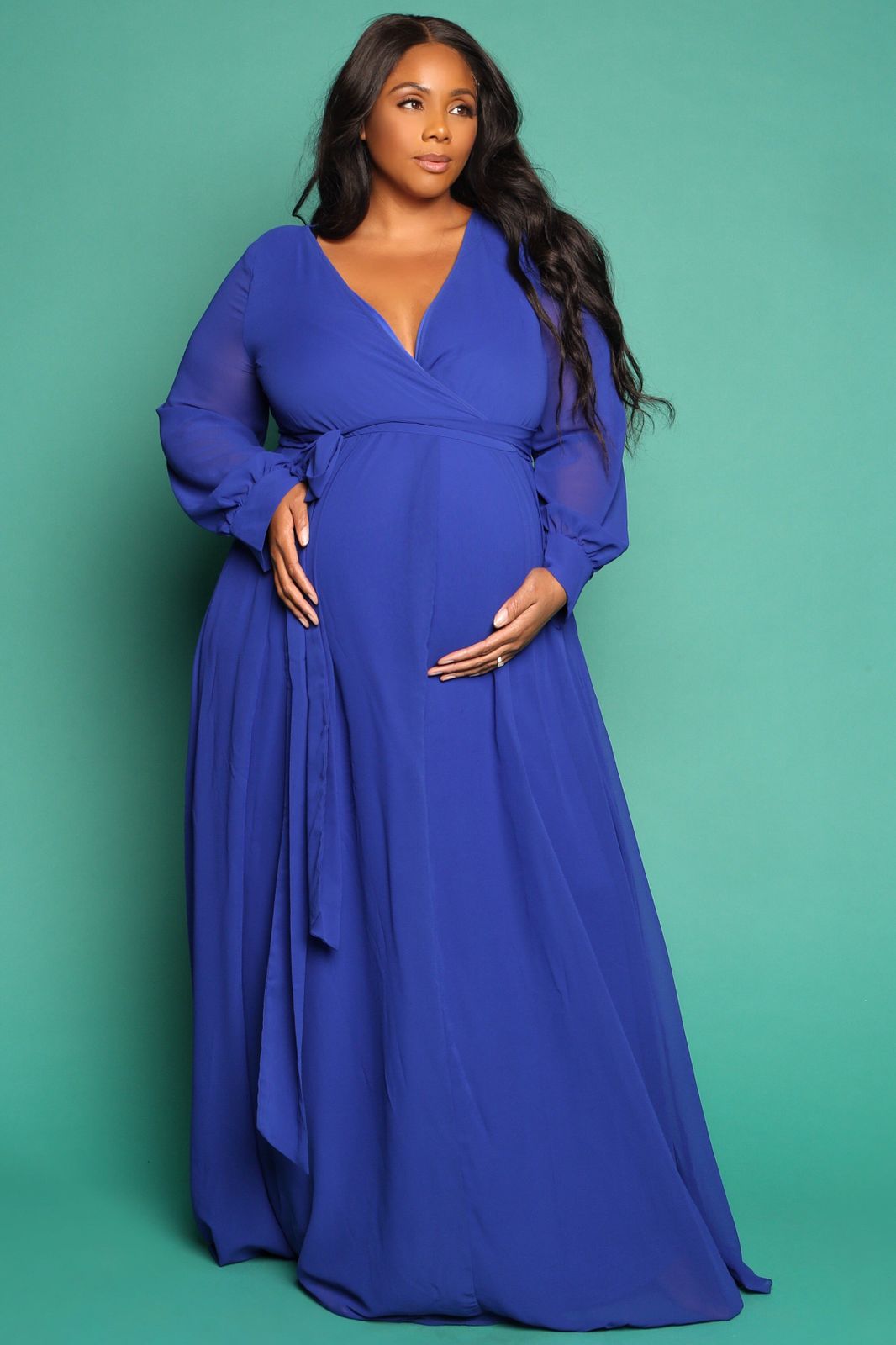 Royal Blue Chiffon Wrap Maternity Maxi Dress for a Statement Baby Shower Royal Blue Chiffon Wrap Maternity Maxi Dress for a Statement Baby Shower — Baby Shower Dresses