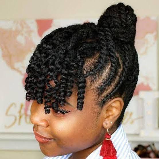 Braided Updo With Curly Bangs — Hairstyles for Big Forehead