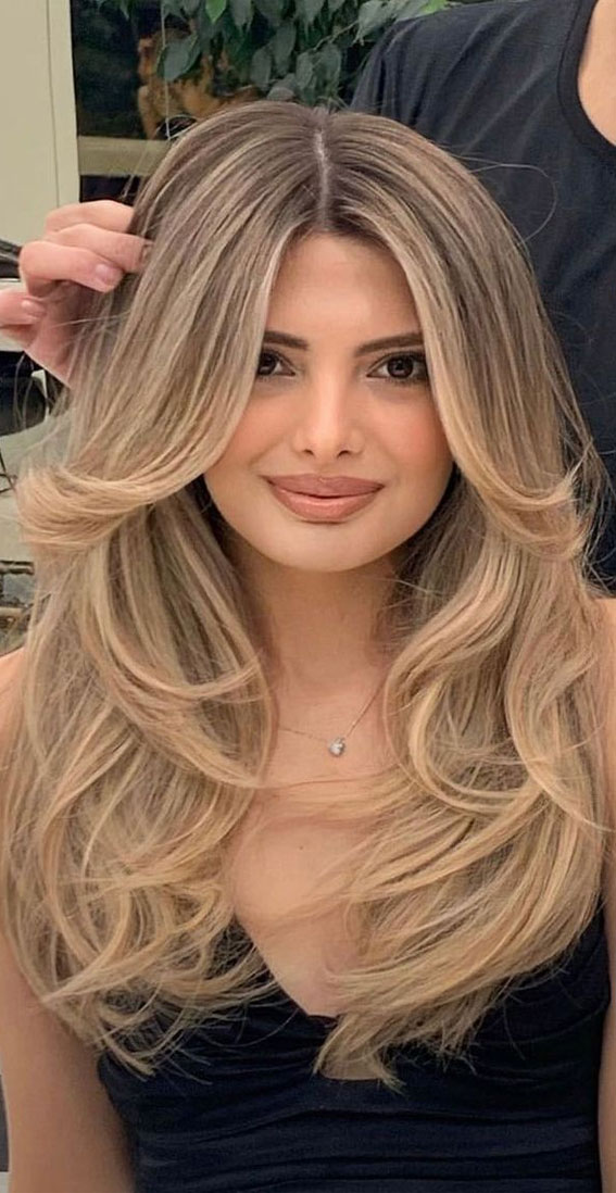 Long Ash Blonde Curtain Bangs — Bangs for Round Face