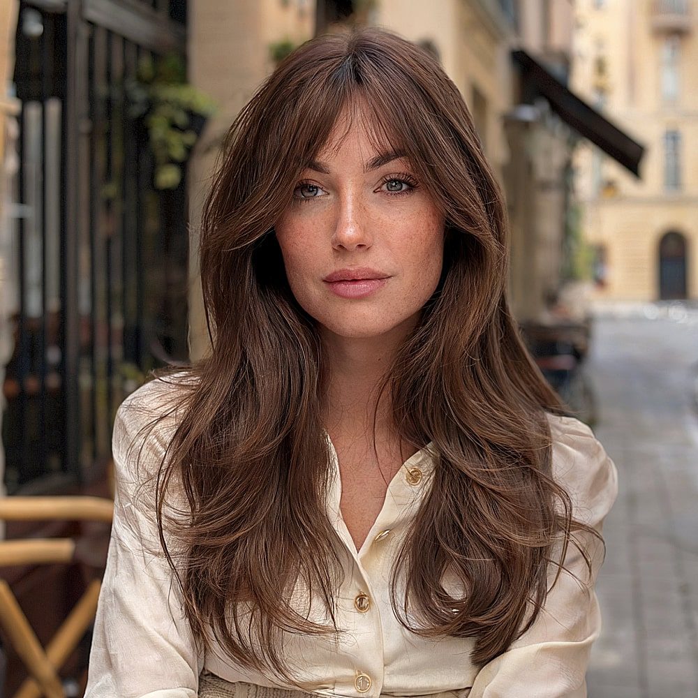 Mid-Back Waves With Curtain Bangs — Old Money Hairstyles